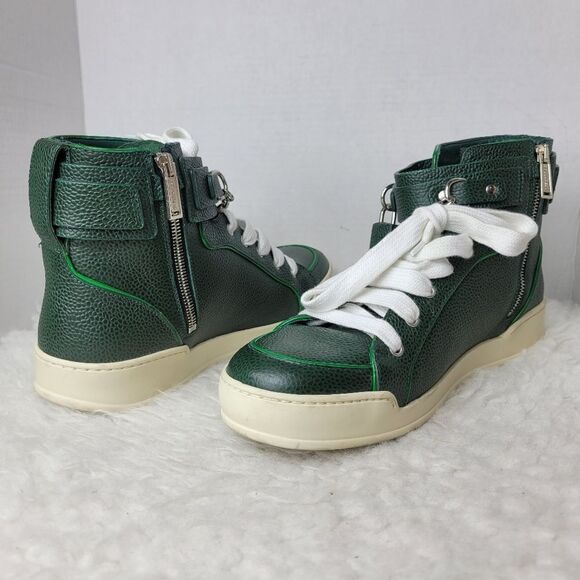 Dsquared2 Mens High Top Sneaker Size 9 Green Pebble  Leather Lock And Key Front - Picture 4 of 12